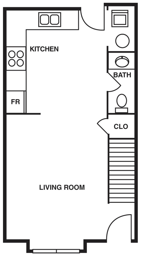 Floor plan for 2 beds, 1.5 baths, 915 sqft